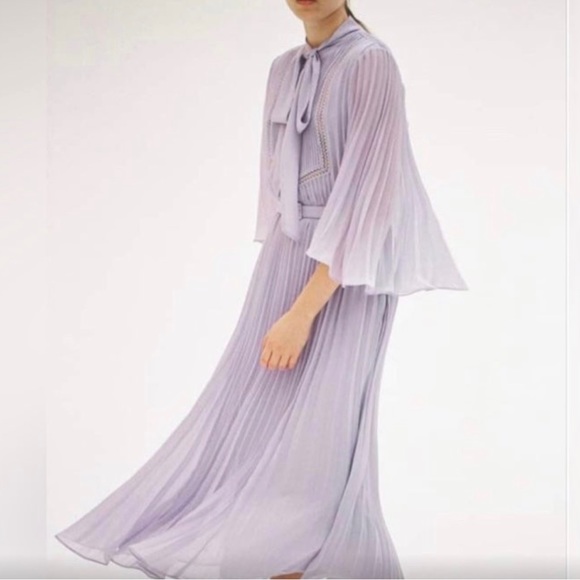 Self portrait Lavender Purple midi elegant dress - Picture 3 of 5